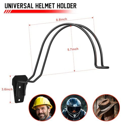 TVKB Motorcycle Helmet Holder Wall Mount Multifunctional Metal Hanger Rack Motorcycle Accessories for Hats Mask Garage 2pack