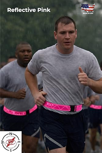 Reflective Running Belt, High Visibility Safety, Adjustable Belt for Running, Walking & Cycling - color: Pink