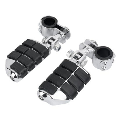 Highway Pegs Motorcycle Foot Rests w/Mount Clamp Kit For 1" 1.25" Engine Guards Compatible with Harley Touring Softail Dyna Sportster Road King Fat Bob Road Glide Street Glide Chrome
