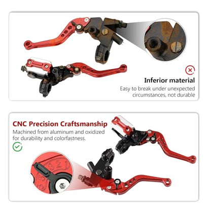 PACEWALKER Universal Motorcycle 7/8" 22mm Handlebar Brake Master Cylinder Clutch Lever CNC Left & Right Set for Honda Kawasaki Suzuki Yamaha red - color: Red