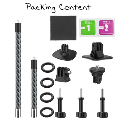 All Carbon Fiber Extension Arm Kit Metal Pole Mount Helmet Stick Extension Arm Mount for GoPro Hero 13/12/11/10/9/8/7/6/5 Black, Insta360 X5 / X4 / X3 / X2 / XR/Go,DJI Osmo Action and More