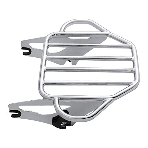 XFMT Motorcycle King Detachable Two-Up Luggage Rack for Harley Touring Road King Street Glide Road Glide Electra Glide 2009-Later, Chrome - color: Harp-Shape Luggage Rack-Chrome