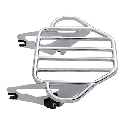 XFMT Motorcycle King Detachable Two-Up Luggage Rack for Harley Touring Road King Street Glide Road Glide Electra Glide 2009-Later, Chrome - color: Harp-Shape Luggage Rack-Chrome