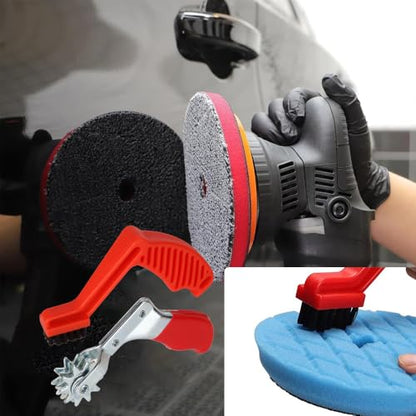 Wool Buffing Pad and Polishing Pad Cleaner Tool Set, Polishing Spur Tool Set, Foam Buffing Pad Conditioning Brush, Car Buffing Pad Professional Cleaning Tool