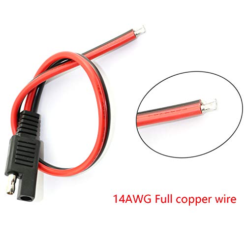 DGZZI 2PCS 14AWG Extension Cable - 30CM SAE Single Plug Quick Disconnect for Motorcycle, Car, Tractor