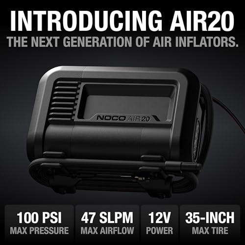 NOCO AIR20: UltraFast 20A Tire Inflator - 12V Portable Air Compressor Pump – 47 SLPM Airflow Inflates 0–40 PSI in 2.5 Minutes – Digital Gauge + Auto-Shutoff