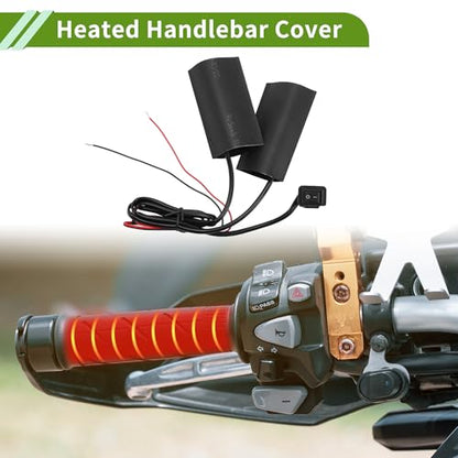 Heated Motorcycle Hand Grips Cover 12V Handlebar Cover 3 Adjustable Temperature Metal Heating Film Black 1set