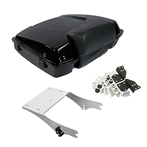 TCMT 5.5" Razor Motorcycle Trunk Backrest Pad Mount Rack Docking Hardware Fit For Harley Touring 1997-2008 Touring Road King Electra Glide Road Glide Pack - color: Black Lacthes Trunk, size: Set C Chrome Rack
