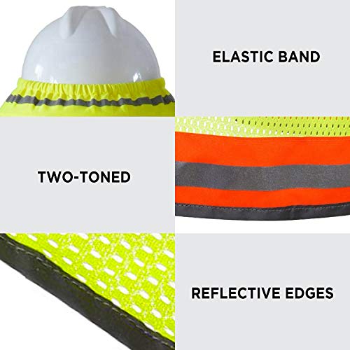 Wolf High-Visibility Orange Reflective Full-Brim Hard Hat Mesh Sun Visor Neck Shade - color: Hi-viz Yellow-lime