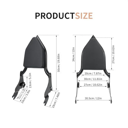 Detachable Sissy Bar Backrest Passenger Backrest Compatible with Harley Touring Street Glide Road Glide Road King Electra Glide 2009-2025 (Black) - color: Black