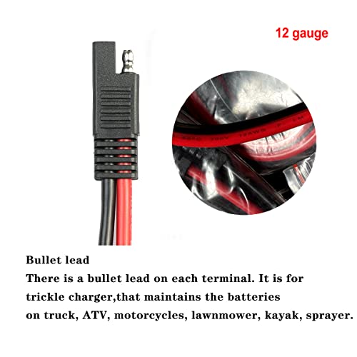 5 Pack 12 Gauge 2 Pin Quick Disconnect Polarized Wire Harness SAE Connector Bullet Lead Cable for Motorcycle Boat Car Tractor - 12in Red and Black Wire - style: 12 Gauge