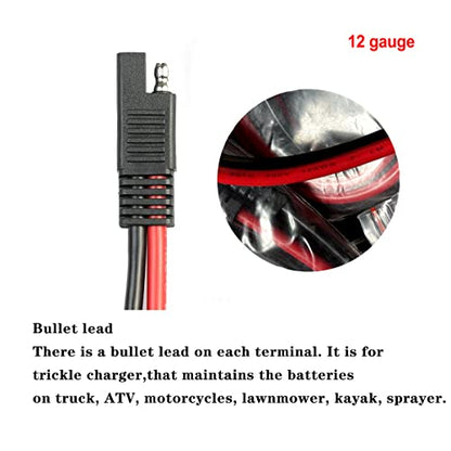 5 Pack 12 Gauge 2 Pin Quick Disconnect Polarized Wire Harness SAE Connector Bullet Lead Cable for Motorcycle Boat Car Tractor - 12in Red and Black Wire - style: 12 Gauge
