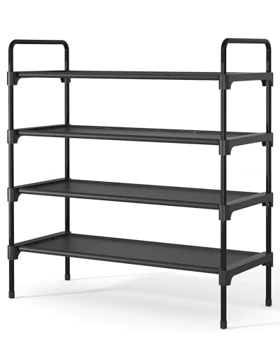 Kitsure Shoe Rack for Closet, Sturdy and Long-Lasting Shoe Shelf, Shoe Rack for Entryway, Personalized DIY Shoe Organizer, Shoe Rack Organizer for Space-Saving, 27.6" x 11.8" x 29.9", Black - color: Black, size: 27.6" Wide - 4 Tier