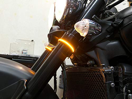 iJDMTOY Universal Wrap Around Mount Amber LED Turn Signal Light Strips Compatible with Motorcycle Fork or ATV UTV Rollbar - color: Amber