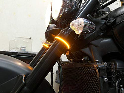 iJDMTOY Universal Wrap Around Mount Amber LED Turn Signal Light Strips Compatible with Motorcycle Fork or ATV UTV Rollbar - color: Amber