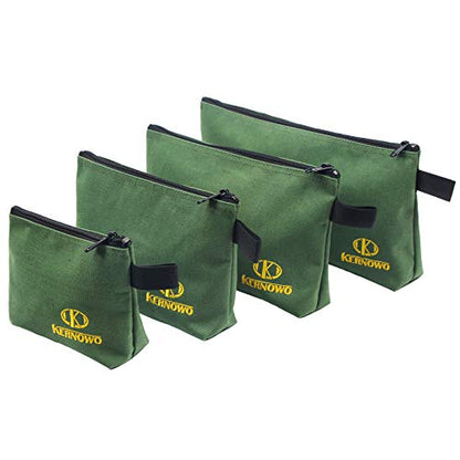 Premium Canvas Tool Pouch Zipper Bag,Small Tool Bag,Multipurpose Storage pouch(4Pack 7.5/9.5/11.5/13inch 20oz Water Resistant Heavy Duty Army Green Flat Bottom Tool bag with Dependable Zipper) - size: 13/11.5/9.5/7.5 inch