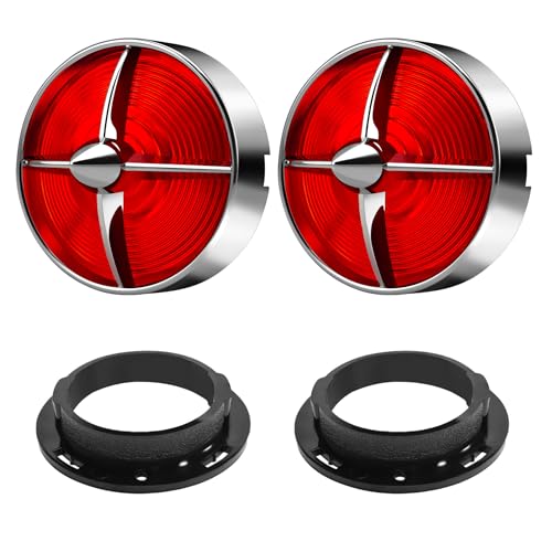 Motorcycle Turn Signal 3 1/4" Lens Covers 2 Pack, Retro Red Light Lense Rear Brake Taillight Lense Lamp Caps Universal for Harley Road King Electra Street Glide Heritage Softail Accessories - color: 3 1/4" round Red Lens Covers