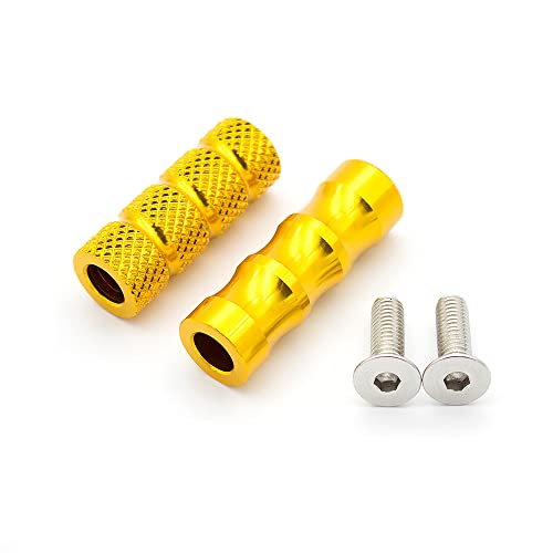 PROCNC 6mm Motorcycle Knurled Shifter Peg Anti-Skid Gear Shift Brake Lever Foot Pegs Pedal Hole Footrests Footpeg Rearsets For Suzuki Yamaha Kawasaki Bmw (Gold) - color: gold