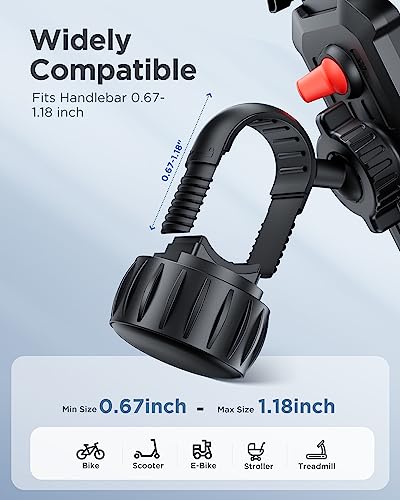 VUP Bike Phone Holder,Motorcycle Phone Mount,Bicycle Phone Mount Handlebar Cell Phone Clamp for Scooter, Compatible with iPhone Samsung,Black