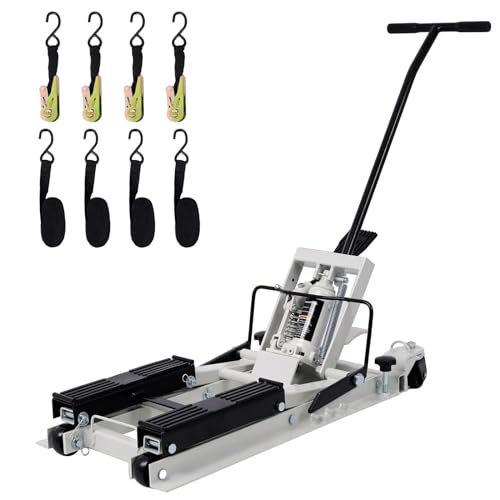 1500 Lbs Capacity Hydraulic Motorcycle Lift Jack - Gray Steel ATV Scissor Lift Table with Wheels and Safety Features