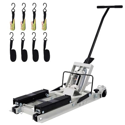 1500 Lbs Capacity Hydraulic Motorcycle Lift Jack - Gray Steel ATV Scissor Lift Table with Wheels and Safety Features