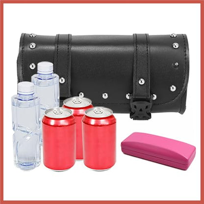 ACROPIX Universal Motorcycle Fork Handlebar Tool Bag Cycling Storage Pouch Bag Waterproof Faux Leather Black Car Parts