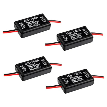 wuyaoyao 4PCS GS-100A Brake Light Flasher Strobe, 12V-16V LED Tail Stop Lights Flash Module, High Mount/3rd Brake Lights Flash Strobe Controller, Flasher Module for Motorcycles Cars Trucks (4 PCS) - size: 4 PCS