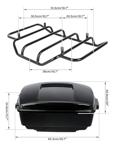 Vivid Black King Luggage Pack Trunk Backrest Mount Rack Plate Fit for 2014-2025 Harley Touring Road King Street Electra Glide and Select CVO Models - color: Black King Trunk Backrest #01