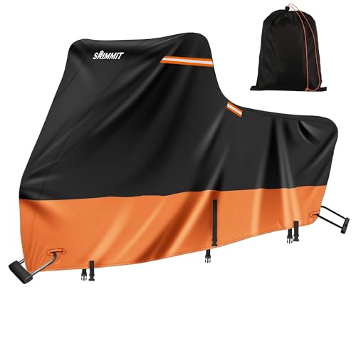 Motorcycle Covers Waterproof Outdoor Storage,420D Powersports Vehicle Covers,5 Reflective Strips,2 Air Vents, Dirt Bike Covers(3XL 109" x 44" x 56" Black & Orange) - color: Black & Orange, size: 3XL(109"x44"x56")
