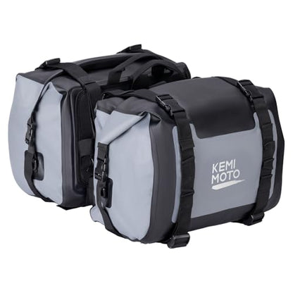 KEMIMOTO PVC Waterproof Motorcycle Saddlebags 50L(25Lx2) Adventure Dual Sport Bike Luggage Bag Saddle Bags Side Bags for Motorbike Travel Motorcycle Bags