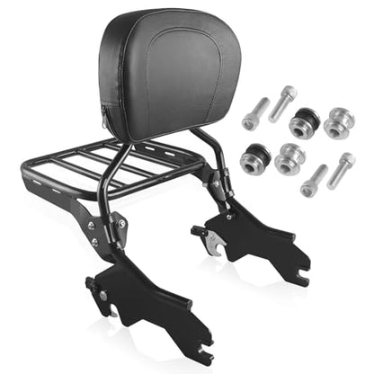 Detachable Backrest Sissy Bar Pack of Sport Luggage Rack for Harley Softail Sport Glide Low Rider FLSB FXLR FXLRS FXLRST 2018-Later Black with Docking Hardware Kit (19") - size: 19"