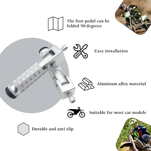Universal Motorcycle Bicycle Folding Passenger Foot Pegs M8 Rearsets Rear Set Footrests Footpeg Foot Rest Peg Pedals For Bike Install Hole 8mm (Silver) - color: Silver