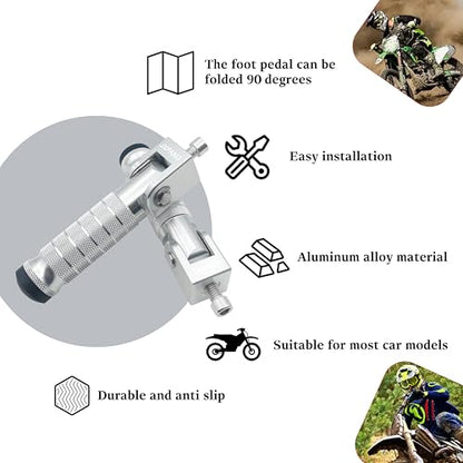 Universal Motorcycle Bicycle Folding Passenger Foot Pegs M8 Rearsets Rear Set Footrests Footpeg Foot Rest Peg Pedals For Bike Install Hole 8mm (Silver) - color: Silver