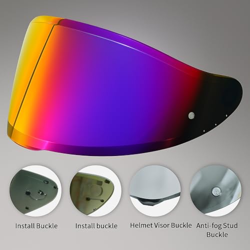 Shoei RF1400 X15 Helmet Visor Replacement Shield, Anti-Fog Sun Shield Accessory Compatible with RF-1400, X15, CWR-2, Z8, X-SPR PRO(Purple Gold Red) - color: Purple Gold Red