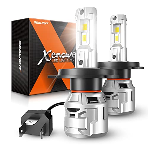 SEALIGHT H4 Light Bulbs, 30000LM 6500K Cool White 9003/H4 LED Bulbs, 60000 Hours Lifespan, Non-Polarity, Durable Fog Lights for Cars, Trucks, SUVs Headlight Housings, Pack of 2 - size: X5 H4