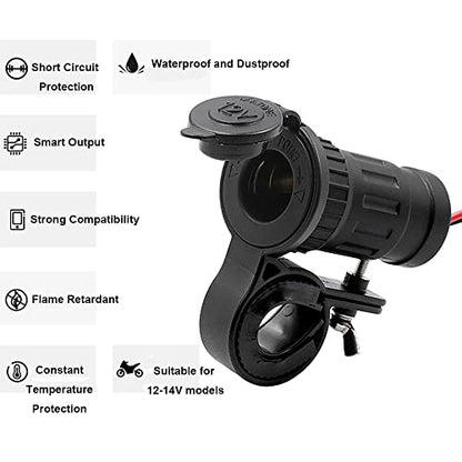 Universal Waterproof High Power Cigarette Lighter 12-24V 240W Power Plug Socket with Handlebar Motorcycle Cigarette Lighter