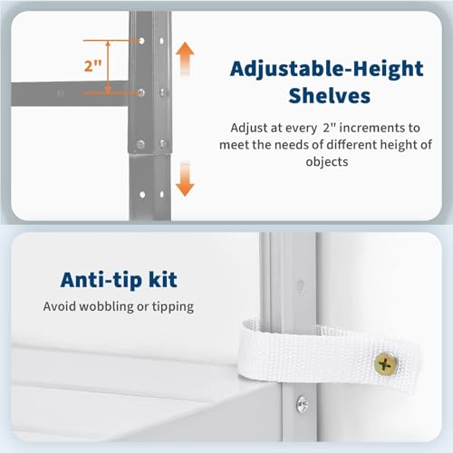 2500 LBS Capacity Heavy Duty Steel Shelving Unit, 5-Tier Garage Storage Shelves for Pantry, Basement, Kitchen, Laundry, Bathroom - Adjustable Metal Rack, 36 x 12 x 68 Inches - size: 68"D x 35.4"W x 12"H-Silver