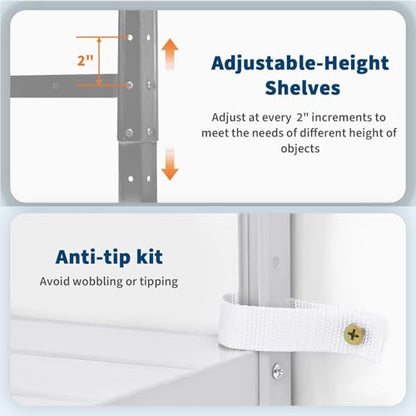 2500 LBS Capacity Heavy Duty Steel Shelving Unit, 5-Tier Garage Storage Shelves for Pantry, Basement, Kitchen, Laundry, Bathroom - Adjustable Metal Rack, 36 x 12 x 68 Inches - size: 68"D x 35.4"W x 12"H-Silver