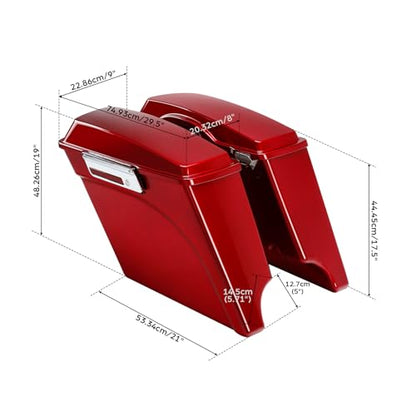 SLMOTO Saddle Bags, 5" Extended Hard Saddlebags Saddle Bag w/Lids Fit For 1993-2013 Touring Road King Road Glide Street Glide Electra Glide Ultra-Classic Red - color: Red Saddlebag