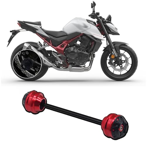 Suitable for CB750 Hornet 750 Hornet 750 cb750 2025 Front and Rear axle Front Fork Anti-Collision Slider Motorcycle Wheel Protector (Red,Rear) - color: Red, style: Rear