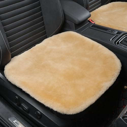 Sheepskin Seat Cushion Cover Wholehide Short Wool Seat Pad Natural Fur Car Seat Covers Universal Fit for Most Car, Truck, SUV, or Van Front Golden - color: Golden, size: Front Seat (19.6inch*19.6inch)