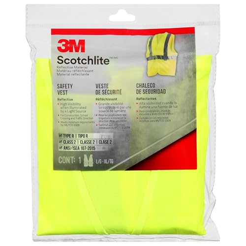 3M Reflective Vest Day/Night Safety Vest, 94616H1-DC, Hi-Viz Yellow