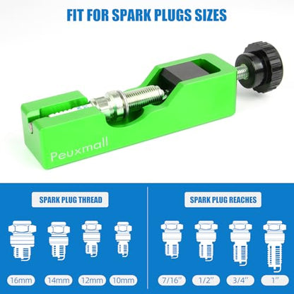 Spark Plug Gap Tool, Spark Plug Gapping Tool with 32 Blade Steel Feeler Gauge, Universal Spark Plug Gap Tool for Most 10mm 12mm 14mm 16mm Spark Plugs (Green) - color: Green