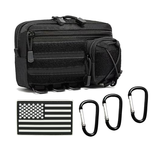 Tactical Molle Utility Pouch, Compact EDC Tool Pouch Bag Tactical Phone Pouches Medical EDC IFAK Pack Mini Waist Pouches - color: Black New