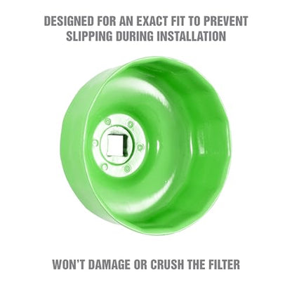 OEMTOOLS 87143 74/76MM and 15 Flute Oil Filter Wrench, Green Oil Filter Wrench, Fits 3/8" Ratchet, Non-Slip Grip, Rust-Resistant - style: 74/76 mm 15 Flute