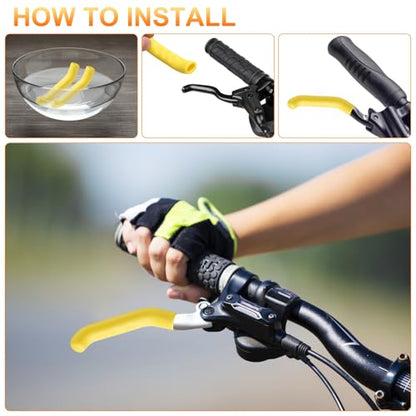 HARFINGTON 3 Pairs Bike Brake Lever Cover Silicone Brake Lever Grip Protector Anti-Slip Brake Handle Protection Covers Sleeve for Mountain Road Bike Cycling, Pink - color: Pink