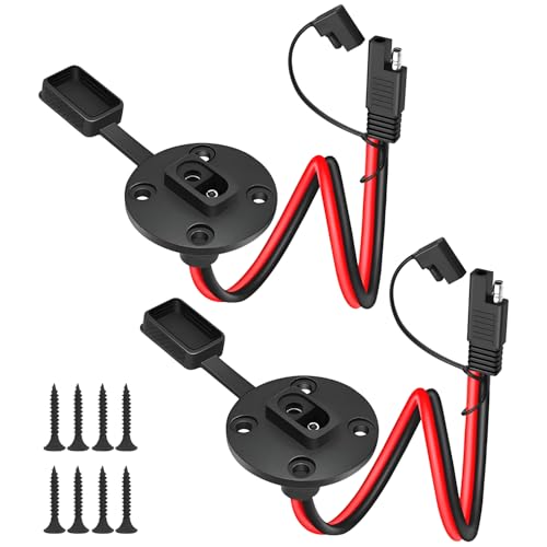 2 Pack SAE Quick Connector Harness， 1FT 10AWG SAE Adapter Male Plug to Female Socket Cable, Waterproof SAE Cord for Solar Panel Generator Charger (Round) - color: Round