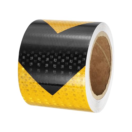 PATIKIL Reflective Tape, 1 Roll 4 Inch x 66 Ft Waterproof Self Adhesive High Visibility Caution Warning Safety Tape Reflector for Trucks Trailers Cars, Arrow Yellow Black - color: Yellow Black, size: 4 IN x 66 FT
