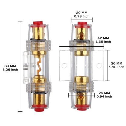 VEXUNGA 4-8 Gauge AWG Inline 40 Amp Fuse Holder with 40A AGU Fuses for Car Audio Alarm Amplifier Subwoofer in-line Fuse Holders (40Amp) - size: 40A