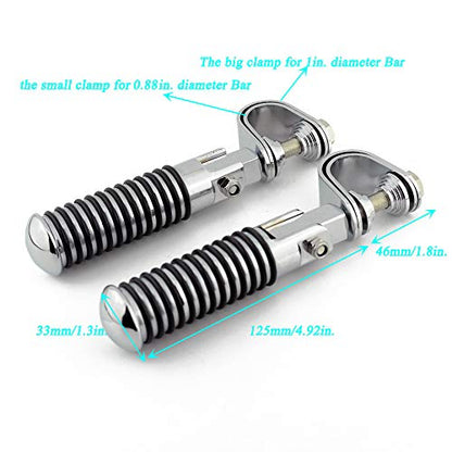 Motorcycle Footpegs Highway Pegs Adjustable Rubber Footrest 7/8" OR 1" Engine Guard Clamp Kit For Touring Road King Softail Dyna Universal (Chrome) - color: Chrome # 2